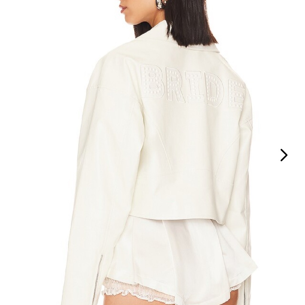 Lovers + Friends White Leather Bride Jacket